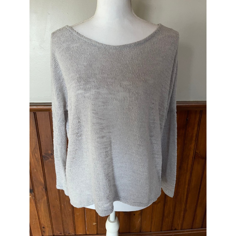 Womens Lulus Light Gray Open Back Sheer Pullover‎ Sweater Size S